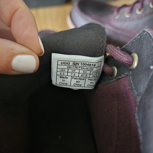 UGG Fallbrook Hiking Boots Casual Cordovan Dark Brown Leather Men's Size 8.5 - Picture 5 of 13